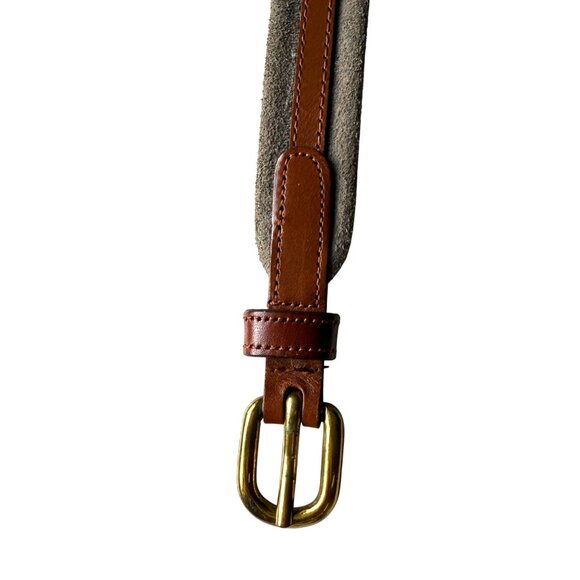 Vintage Dooney and Bourke Brown Leather & Suede Belt Brass Buckle 30 - Picture 4 of 6